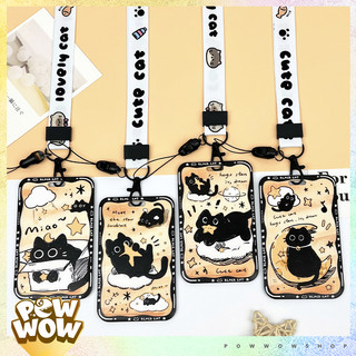 Bao Đựng Thẻ Nhân Viên Nhựa ABS Phong Cách Nhân Vật Hoạt HìnhHọa Tiết Mèo Đen Black Cat Trên Mây Cloud