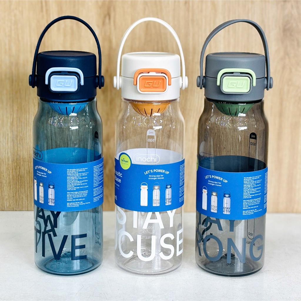 [NEW] Bình nước KITA BASE Inochi nắp có khoá chống rò rỉ, vạch chia dung tích và tích hợp quai xách tiện lợi