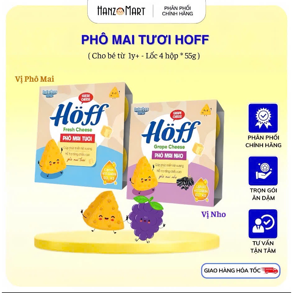 Phô mai tươi Hoff vị trái cây mix vị cho bé ăn dặm