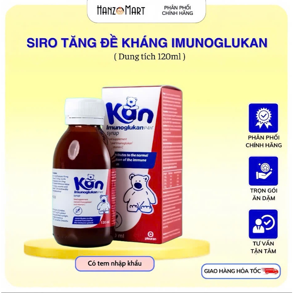 Siro Kan ImunoGlukan hỗ trợ miễn dịch nâng cao sức đề kháng cho bé - chai 120ml hanzomart