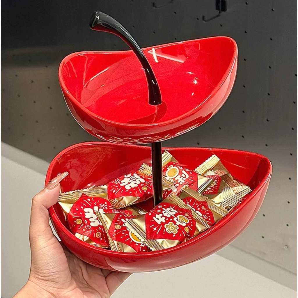 Đĩa đựng trái cây bằng gốm sứ đĩa đựng kẹo và đồ ăn nhẹ, đĩa đựng trái cây nhiều tầng