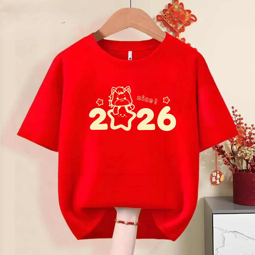 Áo thun Tết HappyTee - Mẫu Áo thun Nam nữ Tết 2026 chú ngựa ngôi sao dễ thương