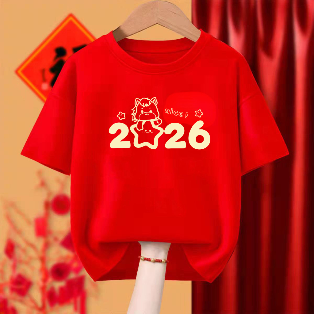 Áo thun Tết HappyTee - Mẫu Áo thun Nam nữ Tết 2026 chú ngựa ngôi sao dễ thương