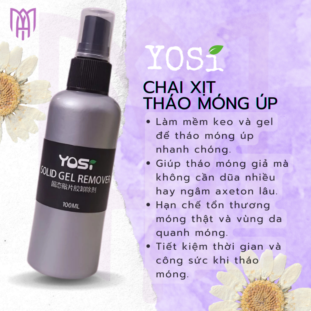 Chai Xịt Tháo Móng Úp Yosi 100ml – Hỗ Trợ Làm Mềm Keo, Tháo Móng Nhanh Gọn, Không Gây Hư Tổn Móng