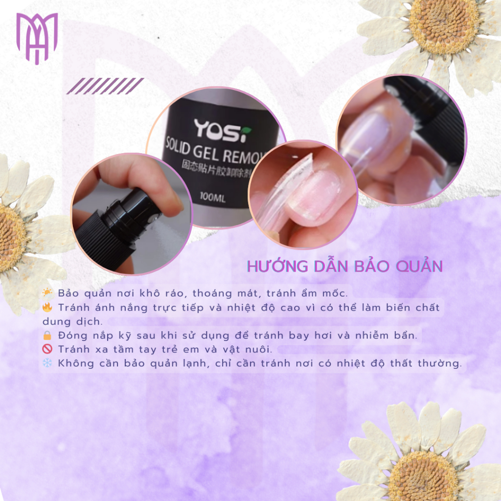 Chai Xịt Tháo Móng Úp Yosi 100ml – Hỗ Trợ Làm Mềm Keo, Tháo Móng Nhanh Gọn, Không Gây Hư Tổn Móng