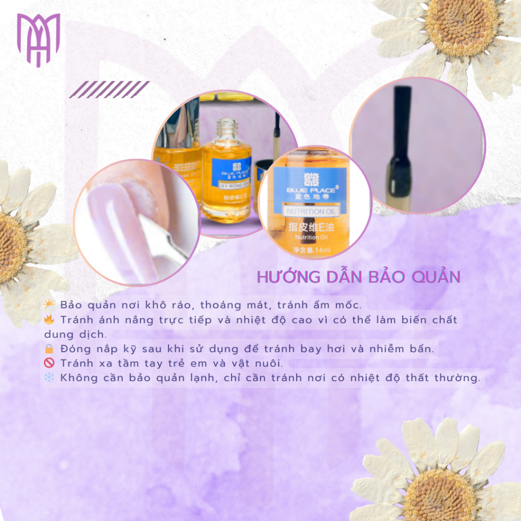 Dầu Dưỡng Viền Móng, Tháo Móng Úp, Gel Đắp Blue Place 14ml - Giúp Da Mềm Mịn, Tháo Móng Dễ Dàng