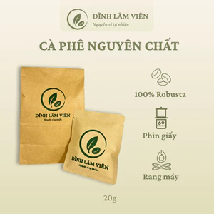 Cà phê Robusta Gia Lai phin giấy rang xay mộc nguyên chất 20g | Dĩnh Lâm Viên