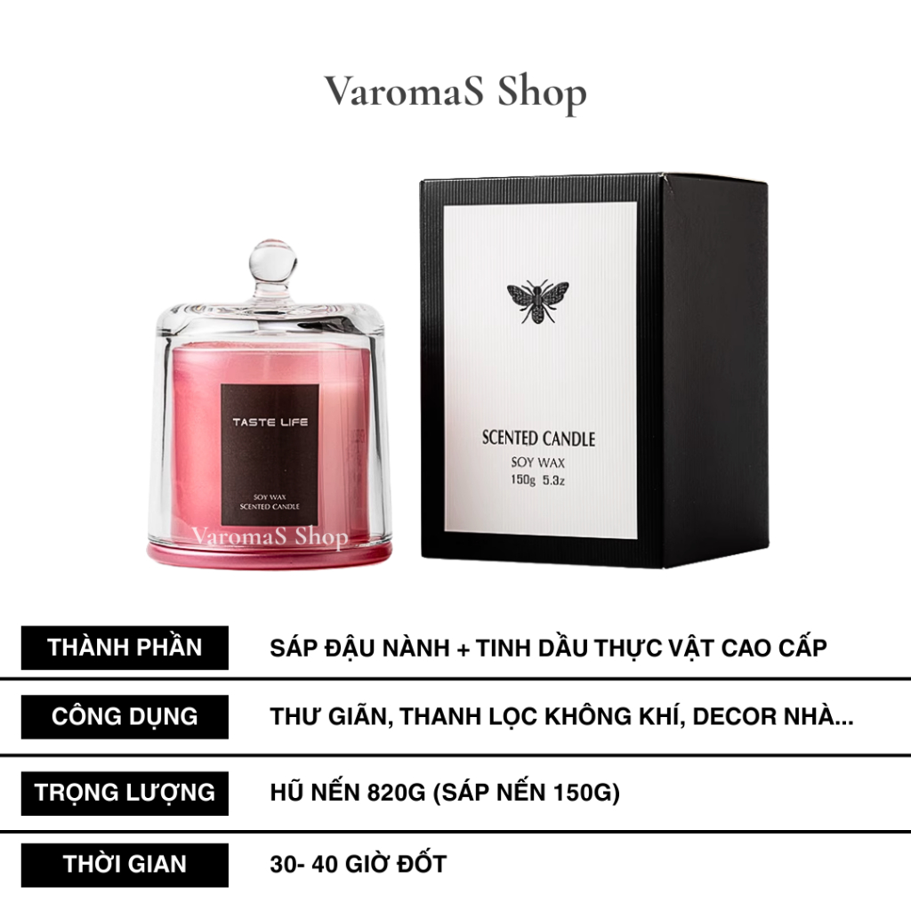 Nến Thơm Cao Cấp VAROMAS Mùi Hương Tự Nhiên Giúp Thư Giãn, Khử Mùi, Trang Trí Decor NEN05