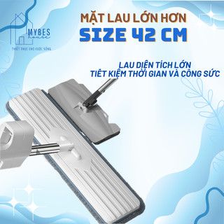 Bán lẻ cây lau nhà tự vắt thông minh bàn lau 42 cm gọn nhẹ dễ dùng chổi lau nhà cỡ lớn kèm miếng lau