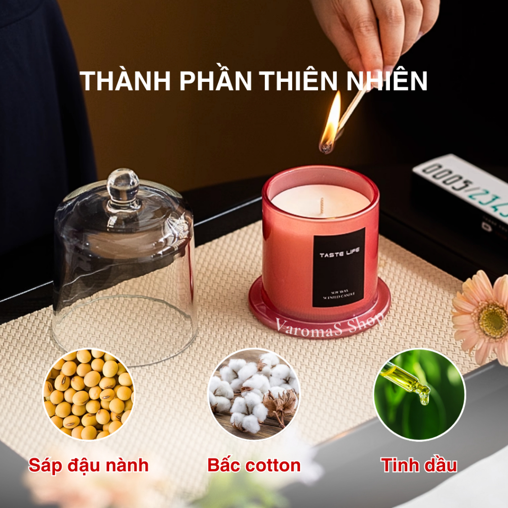 Nến Thơm Cao Cấp VAROMAS Mùi Hương Tự Nhiên Giúp Thư Giãn, Khử Mùi, Trang Trí Decor NEN05