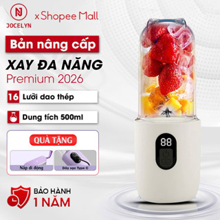Máy Xay Sinh Tố Cầm Tay Đa Năng Không Dây JOCELYN 500ml, Máy Xay Tích Điện, Xay Đá Bào Tiện Lợi