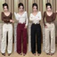 YURI JEANS -( Mã43)Quần Jean Nữ Ống Suông Màu trắng be nâu May viền Túi Cuốn Mã43