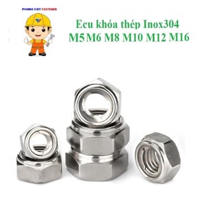 (INOX304)10 cái M5-M16 đai ốc chống tháo,tán ecu khóa sắt ecu khóa thép Inox304