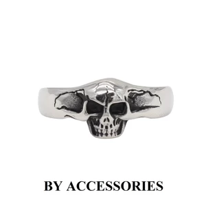 Nhẫn nam unisex titan kiểu trơn 1 mặt hình đầu lâu giữa cá tính không gỉ MR2601 BY ACCESSORIES