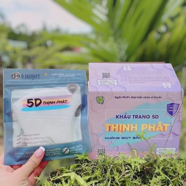 Set 100 Chiếc Khẩu Trang 5D THỊNH PHÁT 3 lớp kháng khuẩn hàng cao cấp dày dặn chống bụi chống nắng