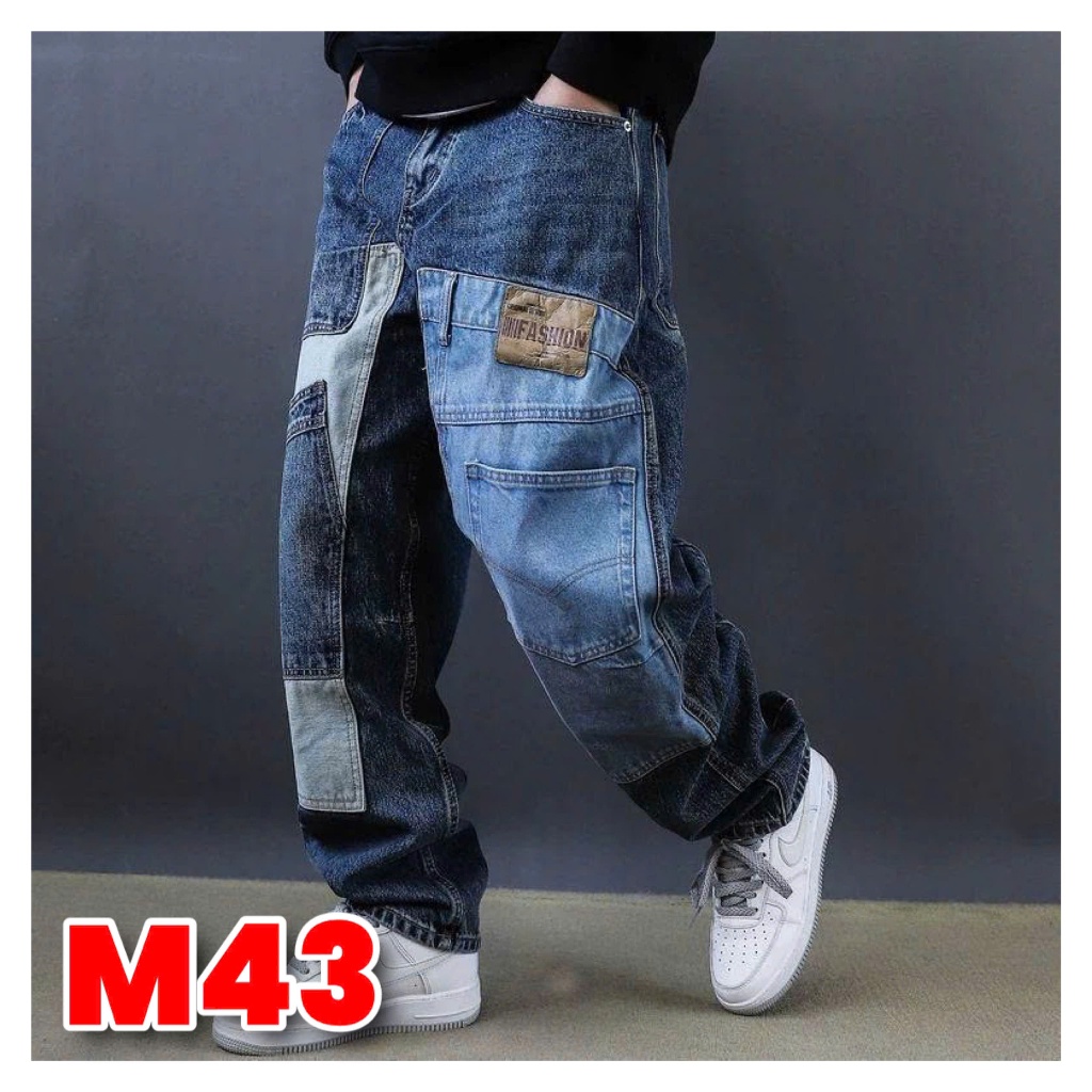Quần Jeans Nam Pathwork Chắp Vá Quảng Châu, form dáng ống rộng, vải cao ...
