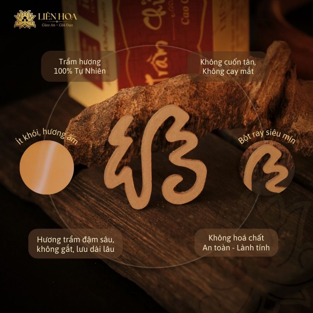 Combo PHÚC LÀNH THIỆN DUYÊN Thượng Hạng - Liên Hoa - Nhang Cây- Trầm Chữ Phước + TẶNG Trầm Không Tăm