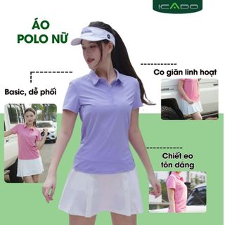 Áo Polo Thể Thao Nữ Chơi Pickleball, Tennis Áo Polo Nữ HT106 ICADO Co Giãn Thoáng Khí thegioidotap