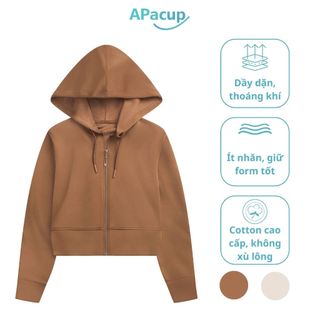 Áo khoác Cropped Hoddie Zip Cotton Umi  Mũ to dầy dặn không xù lông APC0004