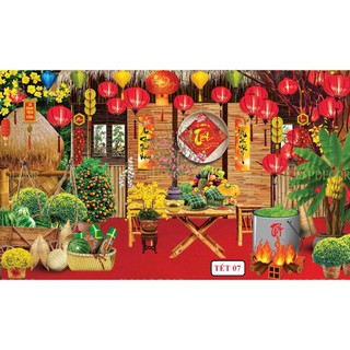 Tranh Trang Trí Bằng Vải Cavas, Phông Nền Lễ Tết 2026 Có Khổ Lớn Tới 4M TET09 - BEEKIDS