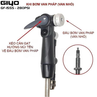 Bơm Sàn Đa Năng All In One Cho Xe Đạp GIYO GF-15SS Thân Nhôm 6063, Nút Xả Nhanh, Max 300 PSI/20bar, Bơm Được Phuột