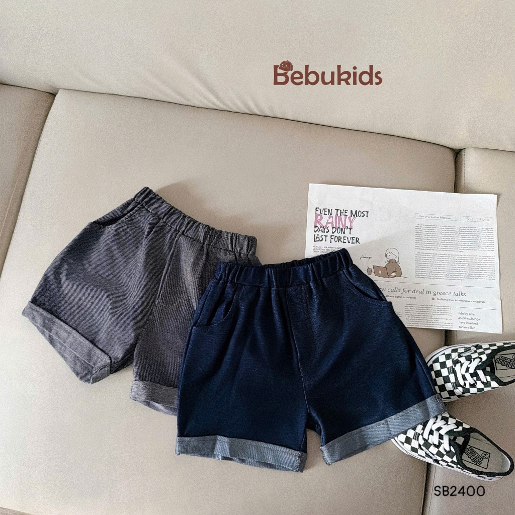 Set polo cộc tay Bebukids phối vai họa tiết hoạt hình,chất liệu cotton phối quần short cho bé 8-22kg