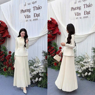 MIMI CLOTHING - Set bộ đi tiệc áo tweed với chân váy dài