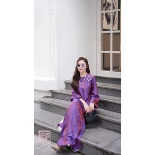 Áo dài 2026 UYỂN ÂN chất tơ tencel vân thuỷ mặc xà cừ ống tay dài - 10 màu - Serene (Khách chọn quần lụa mua kèm)