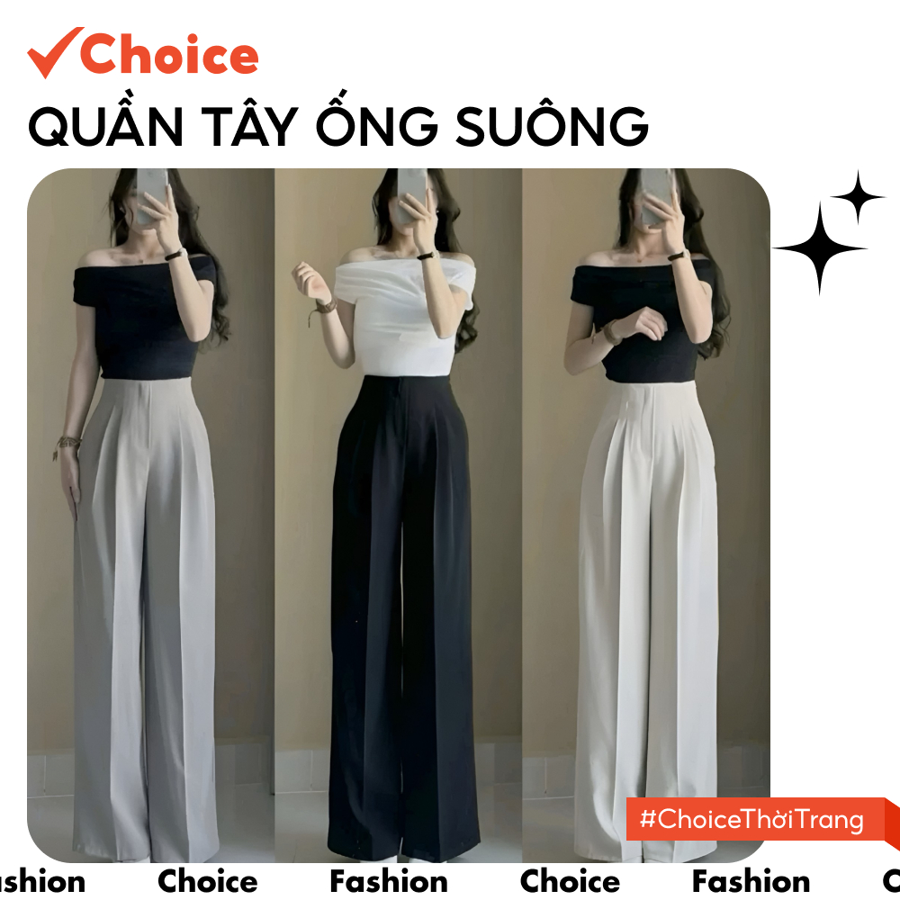 [Choice] [Hàng Chuẩn] Quần Tây Ống Suông FA1-2711-841 Cạp Liền, Khóa Sườn, Chất Mềm, Lưng Cao Tôn Dáng