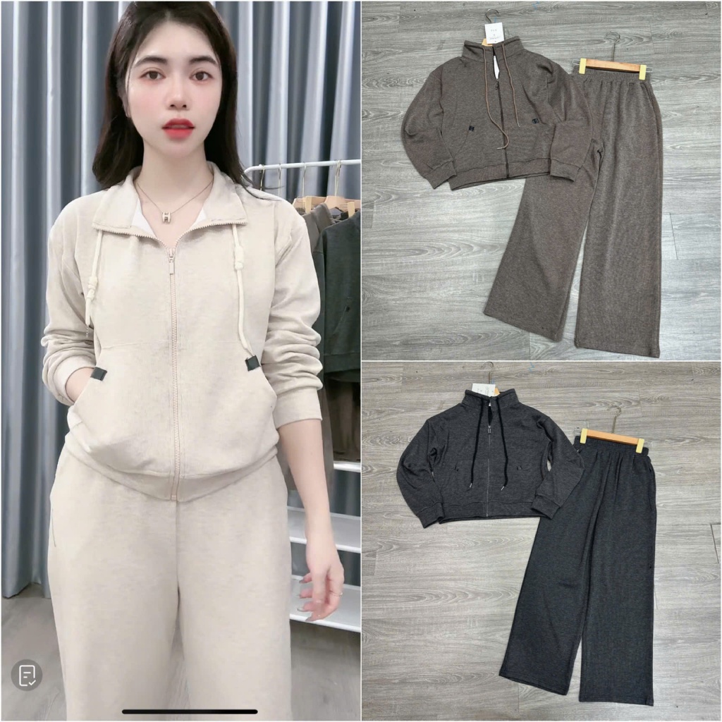2026. [KHOÁ HOODIE]. Sét LEN LÔNG THỎ áo dài tay+ quần suông. Đủ size SMLXL 40kg- 70kg