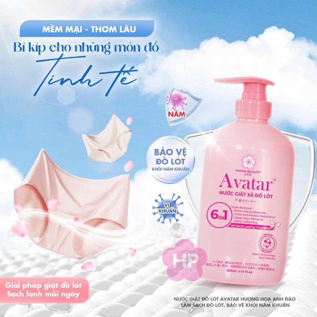 Nước Giặt Xả Đồ Lót Chuyên dụng 6 In 1 Lưu Hương 48h Avatar 500ML (2 Mùi Hương)