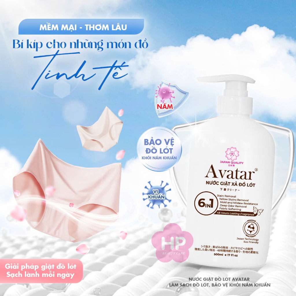Nước Giặt Xả Đồ Lót Chuyên dụng 6 In 1 Lưu Hương 48h Avatar 500ML (2 Mùi Hương)