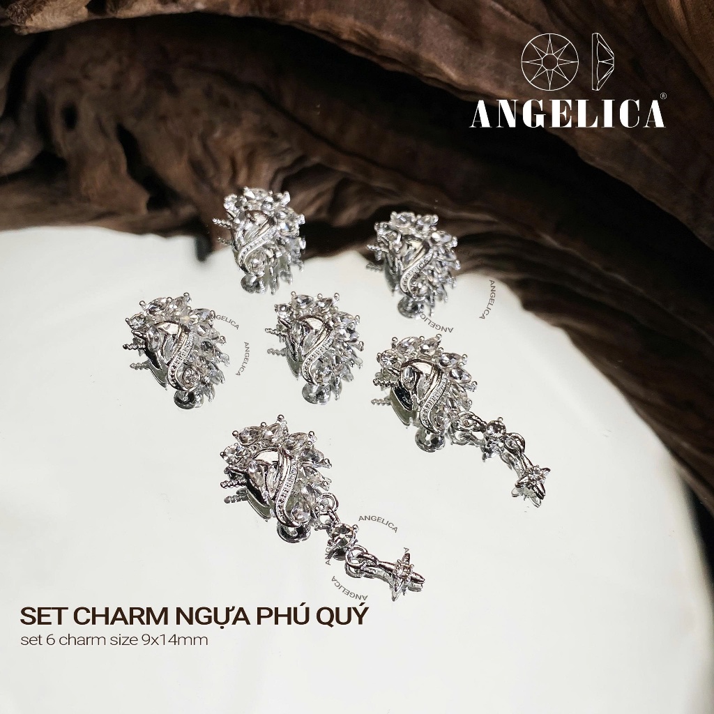 Set Charm Ngựa Phú Quý Đính Đá Cao Cấp ANGELICA Mừng Năm Bính Ngọ 2026 -Trang Trí nail