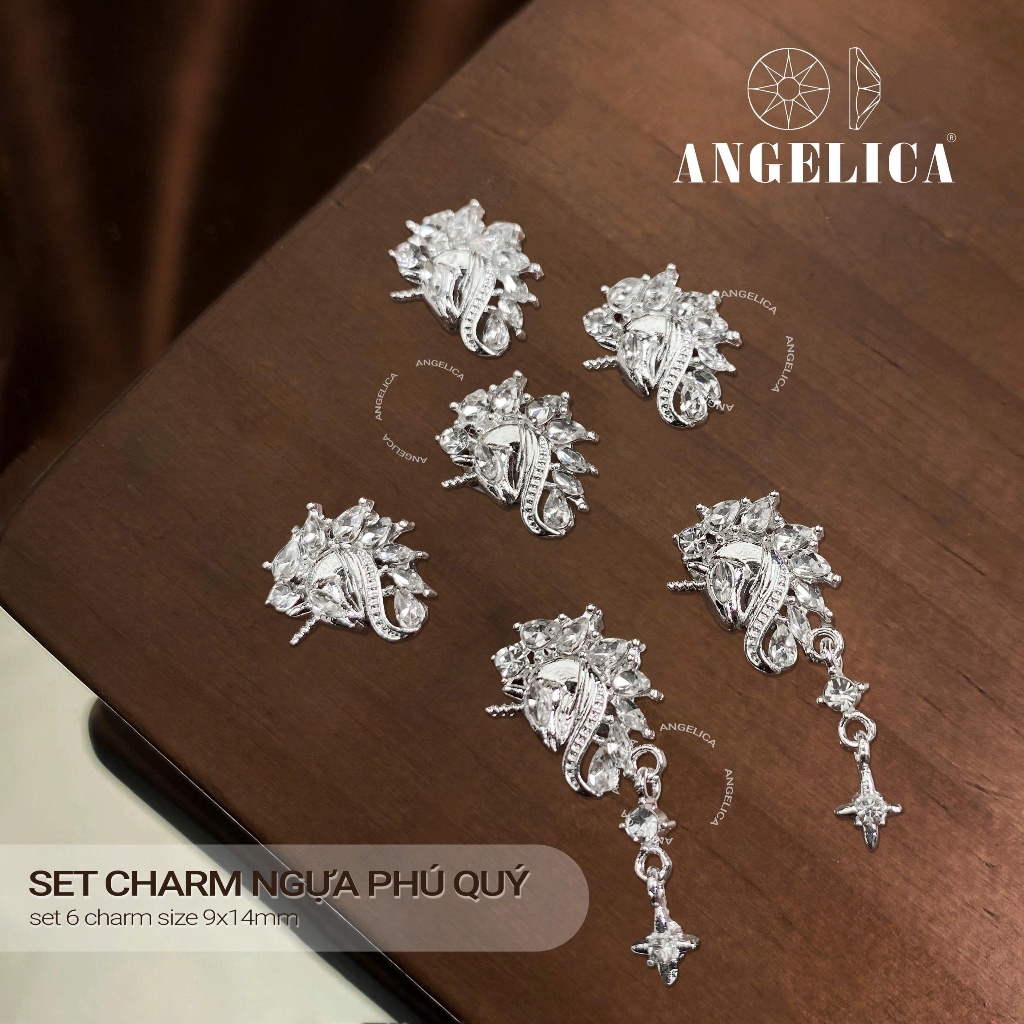 Set Charm Ngựa Phú Quý Đính Đá Cao Cấp ANGELICA Mừng Năm Bính Ngọ 2026 -Trang Trí nail