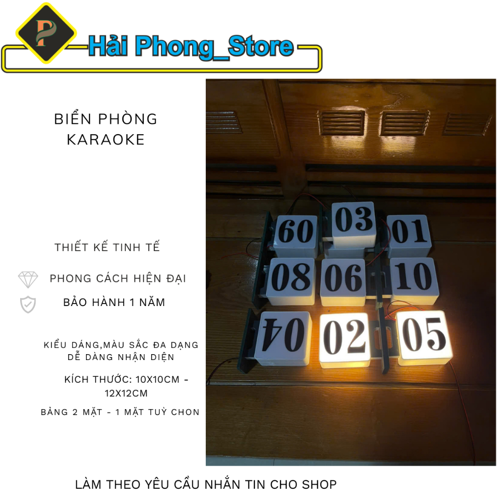 Biển Số Phòng Karaoke Gắn Tường Có Đèn LED – Thiết Kế Hiện Đại, Dễ Nhận Diện | Hải Phong_ Store