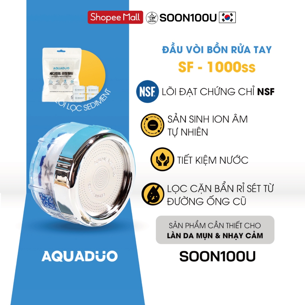 SF-1000SS Đầu vòi bồn rửa tay (tăng áp, lọc nước), 4 Thanh lọc nước, SOON100U (AQUADUO)