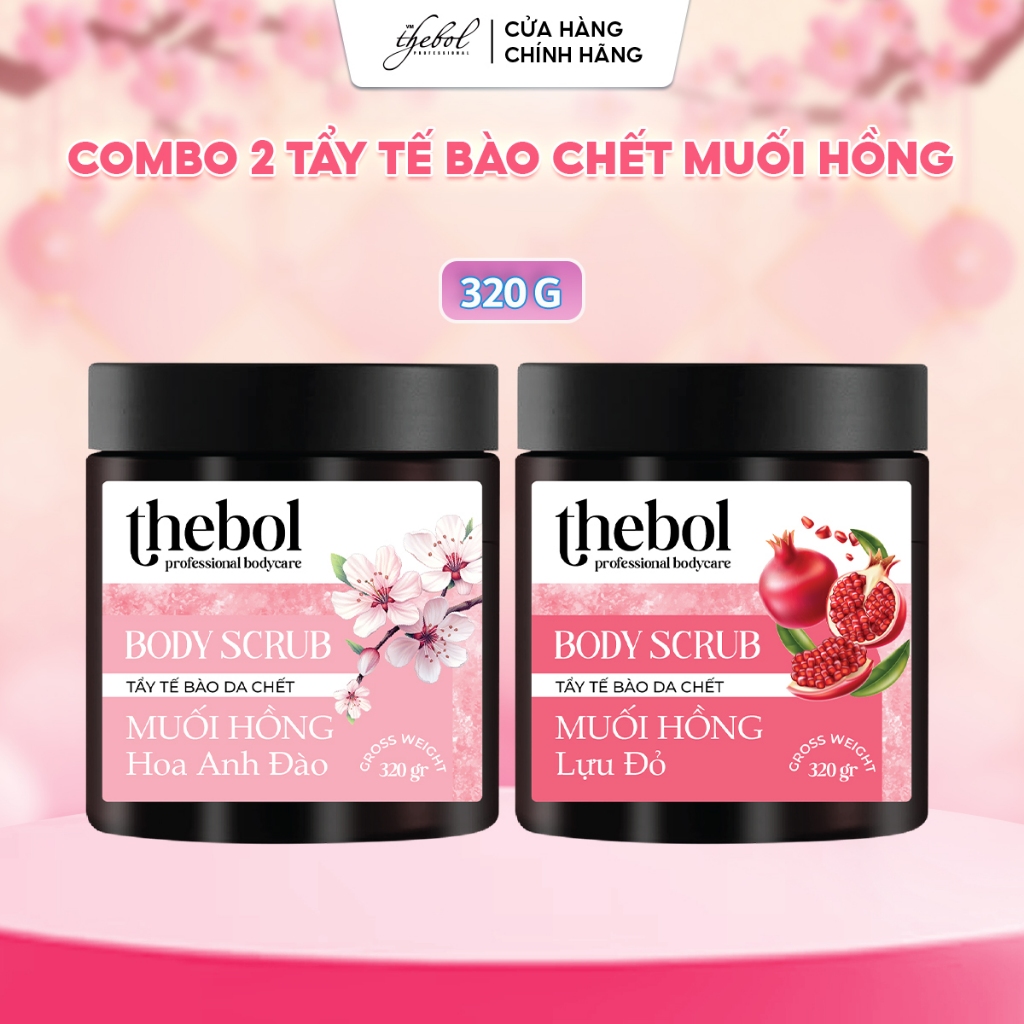 COMBO 2 HŨ Tẩy Tế Bào Chết Body Thebol Muối Hồng Giúp Làm Sạch Nhẹ Nhàng, Dưỡng Da Tự Nhiên 320g