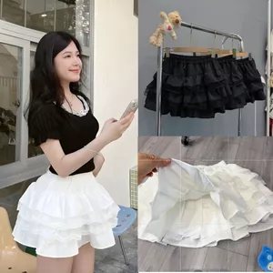 Chân Váy Xoè Bồng 3 Tầng Phối Ren Chất Kate Hàn Dày Dặn Có Quần Bảo Hộ Phong Cách Tiểu Thư