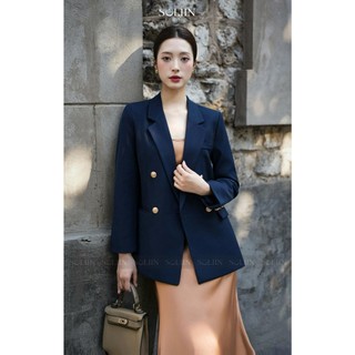 Áo Khoác Blazer Nữ Đính Cúc Cao Cấp SOLIIN Chất Liệu Xước Nhật Cao Cấp Phong Cách Công Sở Thanh Lịch |