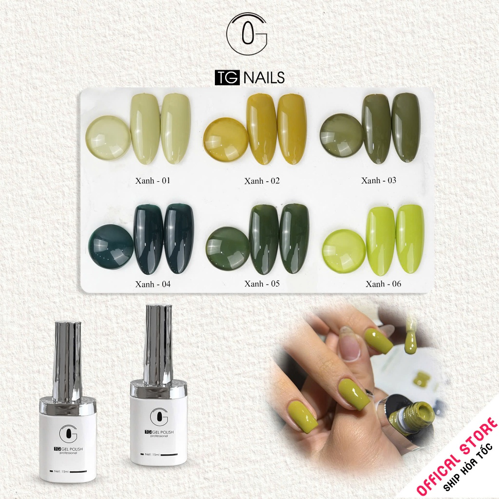 Sơn gel hơ máy màu xanh lẻ hãng TG cọ tròn siêu xinh.