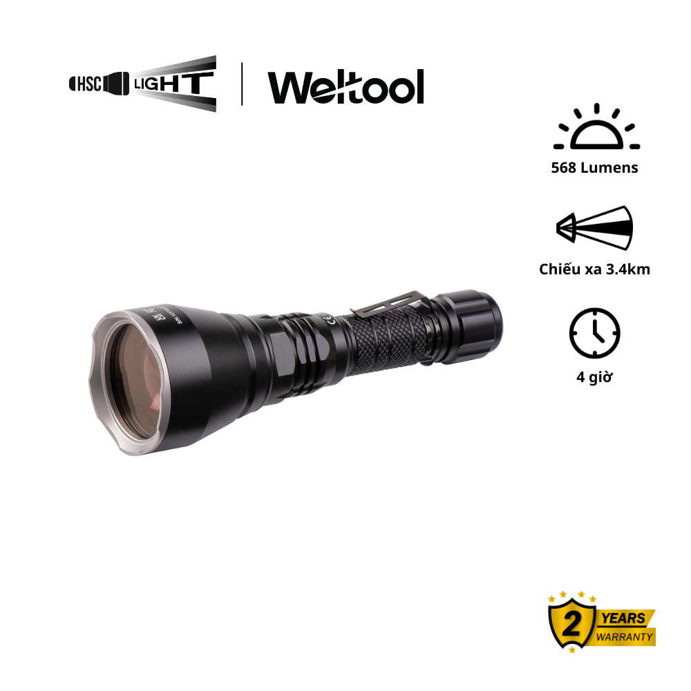 Đèn Pin LEP Weltool W4Pro TAC | Chiếu Xa 3400m+ (2.8M Cd), 568lm