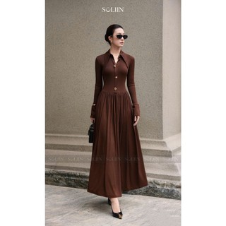 Váy Liền Dáng Dài Đỏ Sang Trọng SOLIIN Váy Đi Tiệc Phong Cách Thanh Lịch STELLA MAXI DRESS