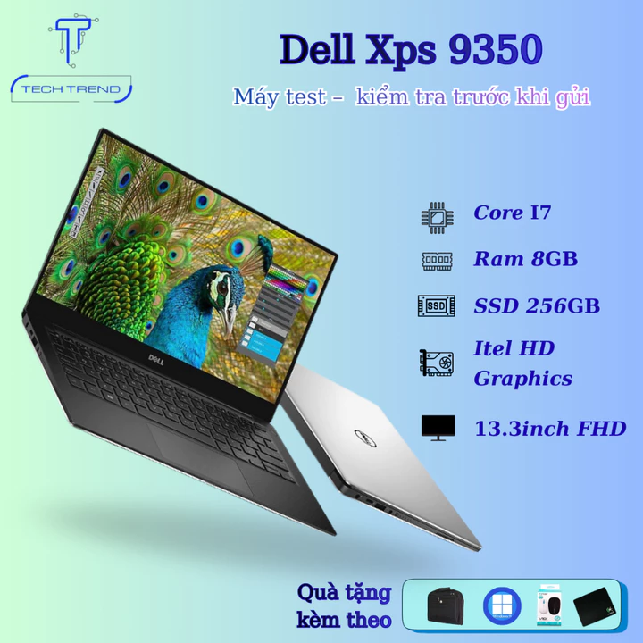 Laptop Dell Xps 9350, Core i7-6560U, Ram 8GB, SSD 256GB, 13.3inch Full HD, máy mỏng nhẹ dễ mang theo