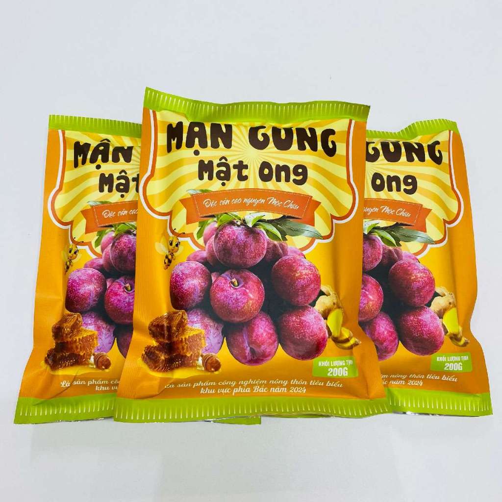 Mận gừng mật ong sấy dẻo - Mận tươi mộc châu sấy dẻo mix mật ong gừng - Combo 3 gói