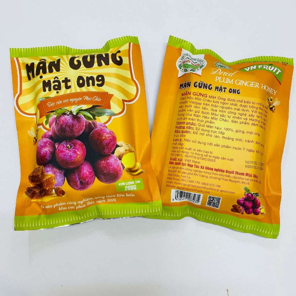 Mận gừng mật ong sấy dẻo - Mận tươi mộc châu sấy dẻo mix mật ong gừng - Combo 3 gói