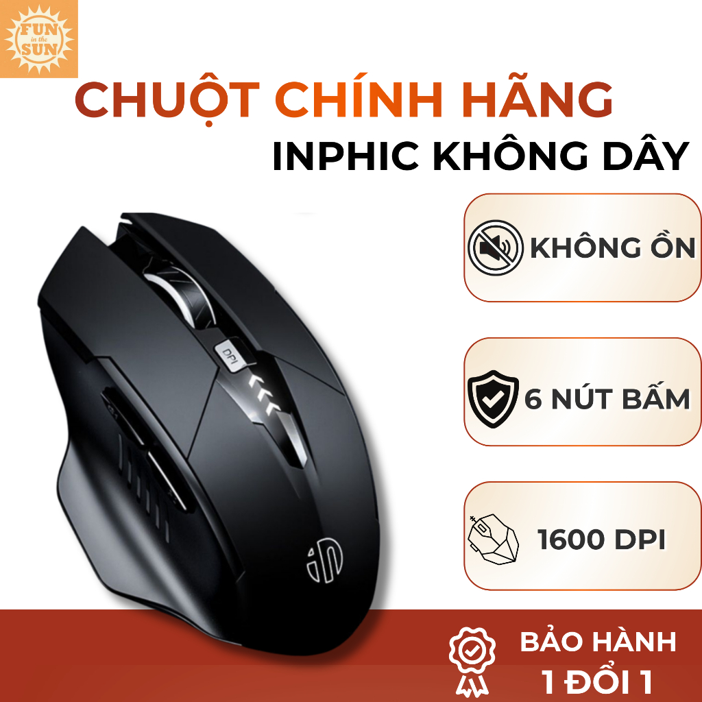 Chuột Không Dây INPHIC A1 – Bluetooth + USB 2.4G, Pin Sạc Type-C, LED ...