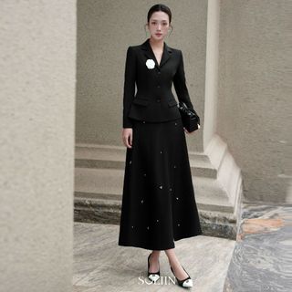 Chân Váy Dáng Xòe Tôn Eo Thiết Kế Đính Đá SOLIIN Phong Cách Thanh Lịch Công Sở DORA SKIRT