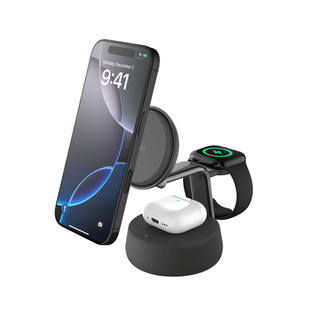 Đế sạc không dây Belkin chuẩn Magsafe 3-in-1 Qi2.2 25W sạc nhanh không dây cho thiết bị iPhone, Airpods - Bảo hành 2 năm