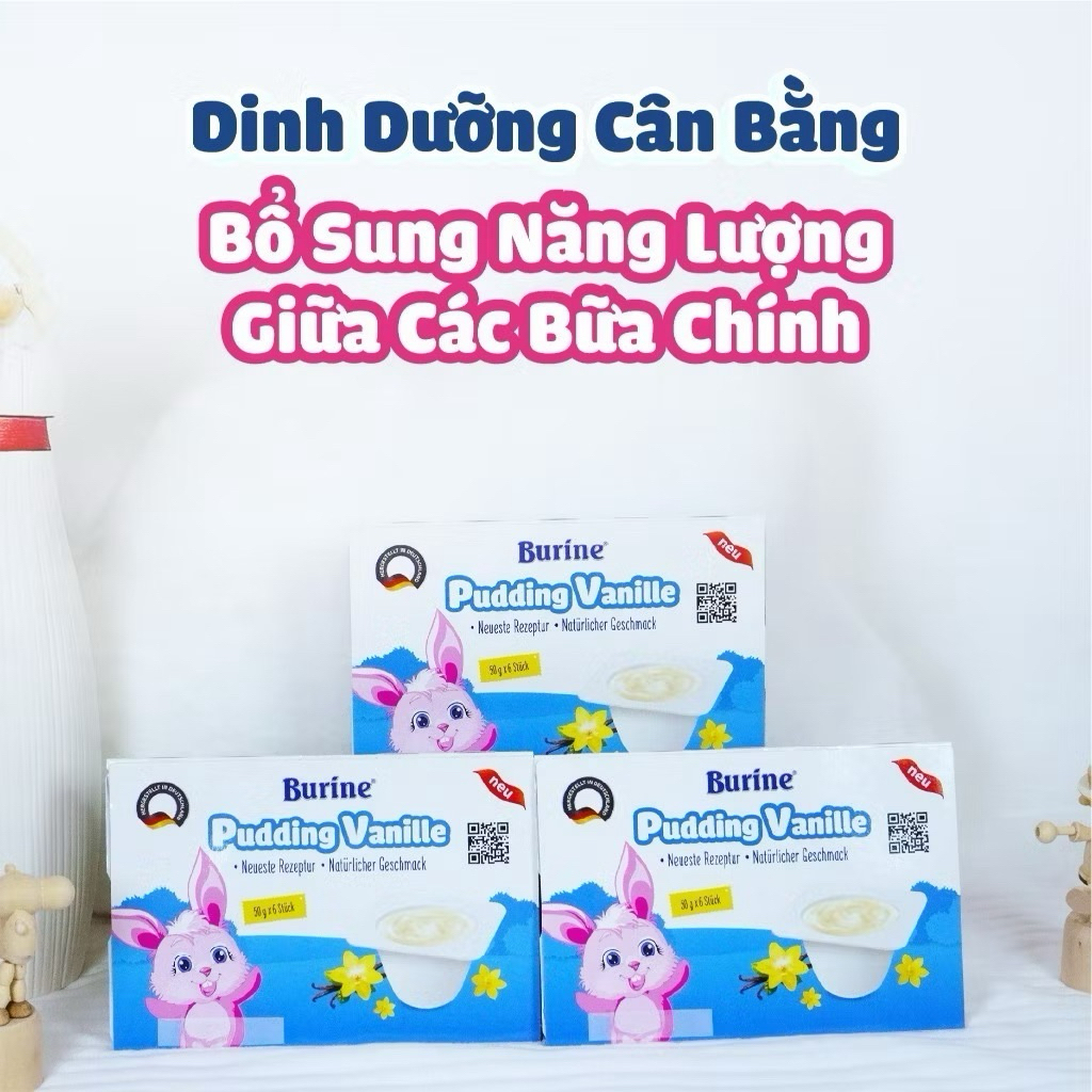 Date m2027  [Burine Đức] Pudding Vani Cho Bé – Bổ Sung Năng Lượng Giữa Các Bữa – Mềm Mịn, Thơm Ngon, Dễ Ăn