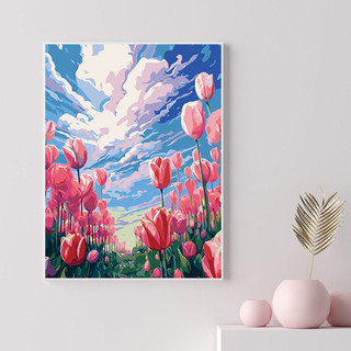 ( TẶNG SET 10 KHẨU TRANG) Tranh Số Hoá Nhà Hoa Nở Hoạt Hình Tranh Tô Màu 20x20cm dễ thương đầy đủ cọ, màu, căng khung sẵ